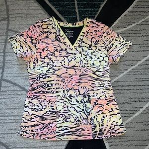 Black/orange/yellow 🖤🧡💛healing hands print scrub top